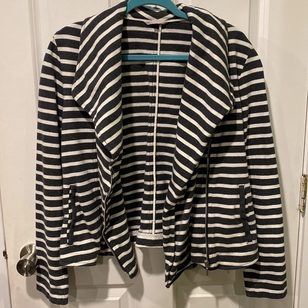 Gap Striped Moto Style Zip Blazer Jacket EUC
